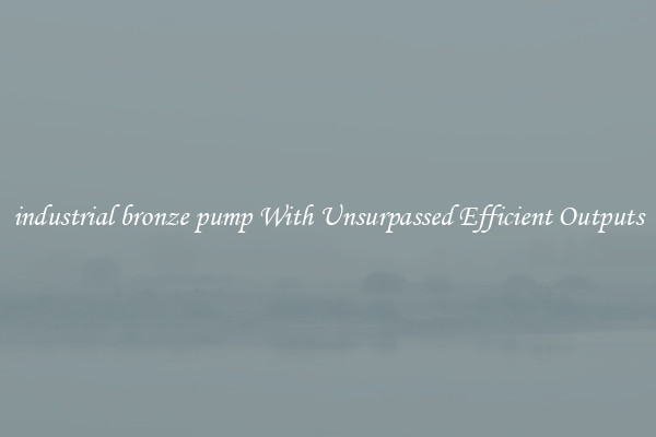 industrial bronze pump With Unsurpassed Efficient Outputs
