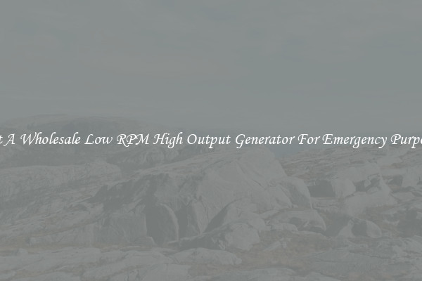Get A Wholesale Low RPM High Output Generator For Emergency Purposes